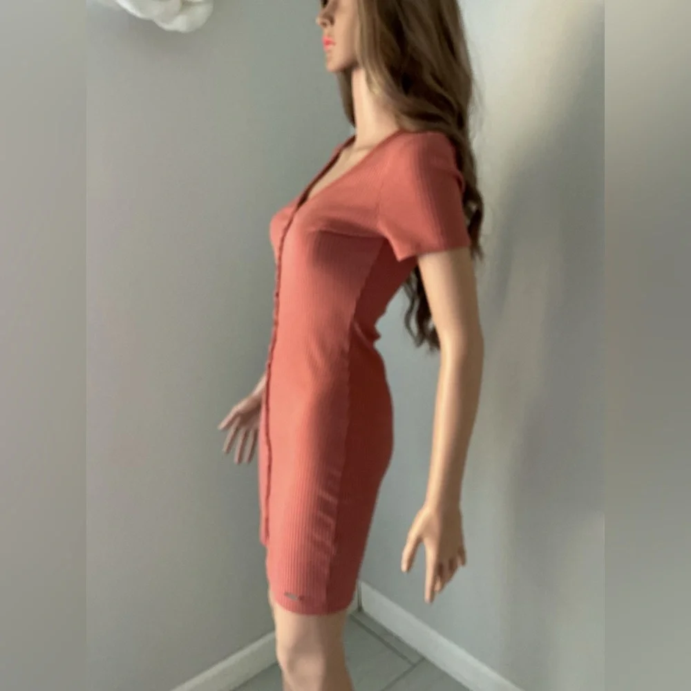 Guess Rust Button-Front Mini Dress - Picture 5 of 16